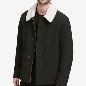 NEW Cole Haan tumbled wool coat Sherpa lining